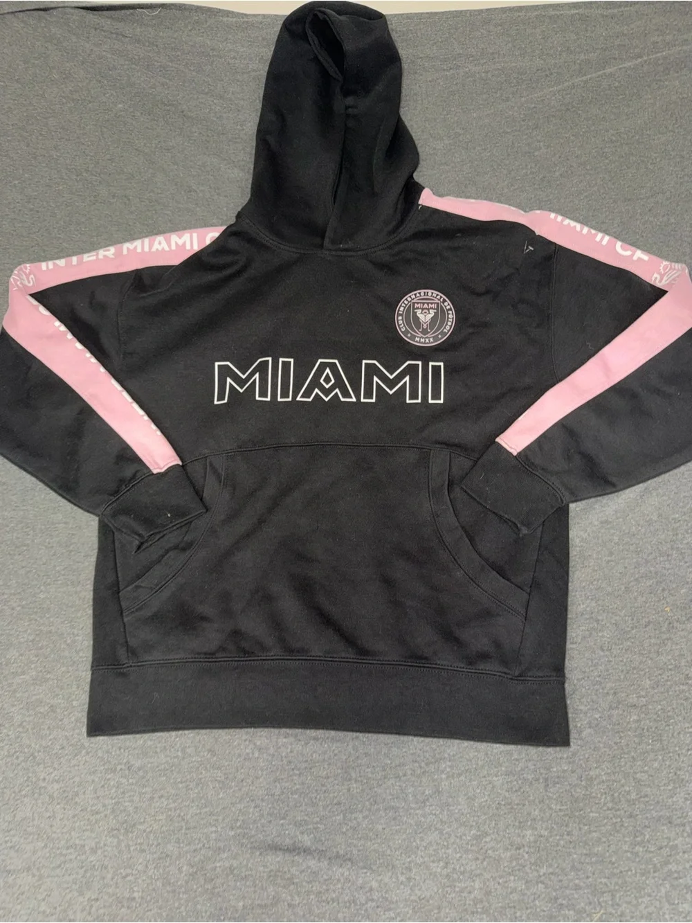 Inter Miami Black & Pink 'MIAMI' Hooded Sweatshirt Size 11-12 years
